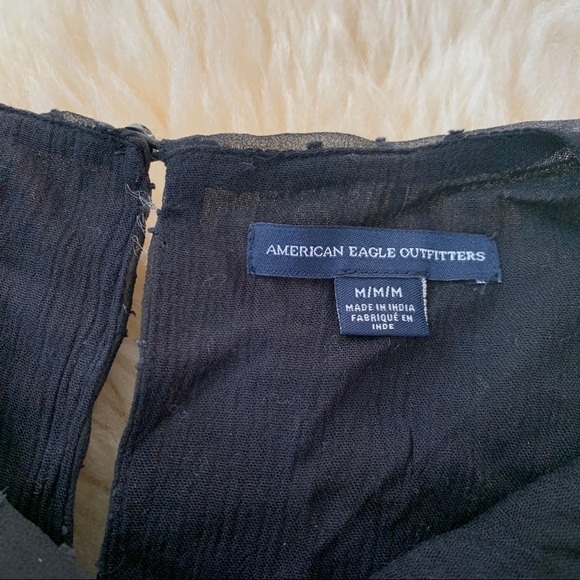 American Eagle Black Embroidered Floral Swiss Dot - Picture 5 of 8